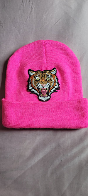 Tiger Pink Cuffed Beanie