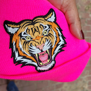 Tiger Pink Cuffed Beanie