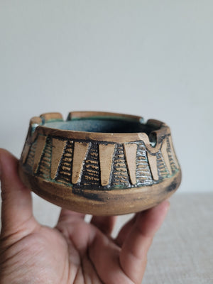 Clay & Wood Handmade Tribal Ashtray