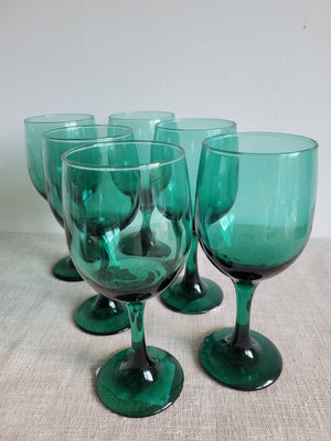 Green Goblet Wine Glass Set